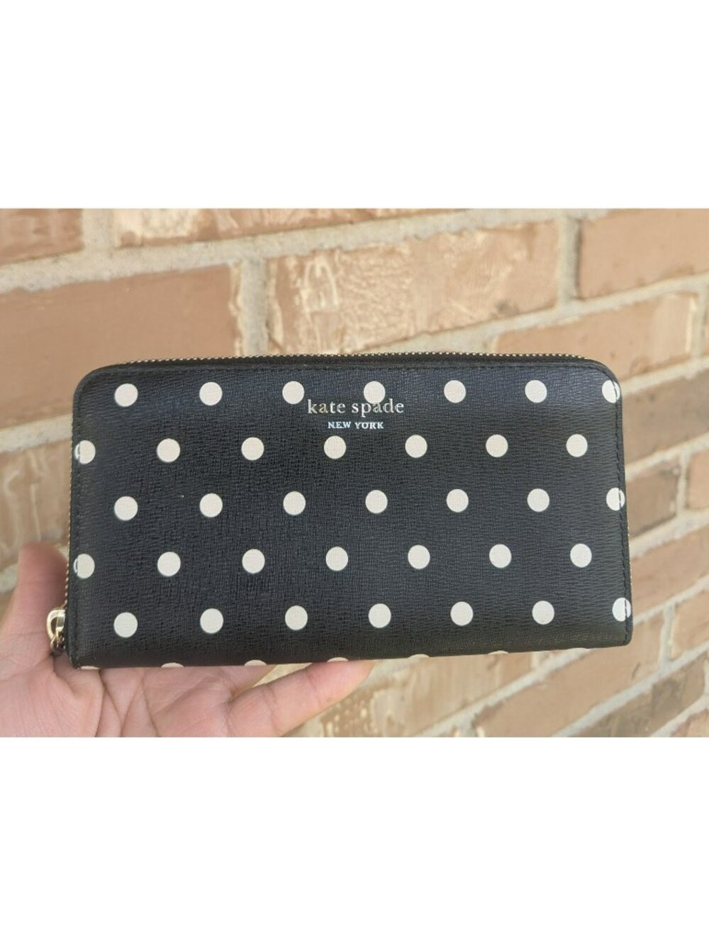 Kate Spade Spencer Cabana Dot Zip-around Continental Wallet Black White